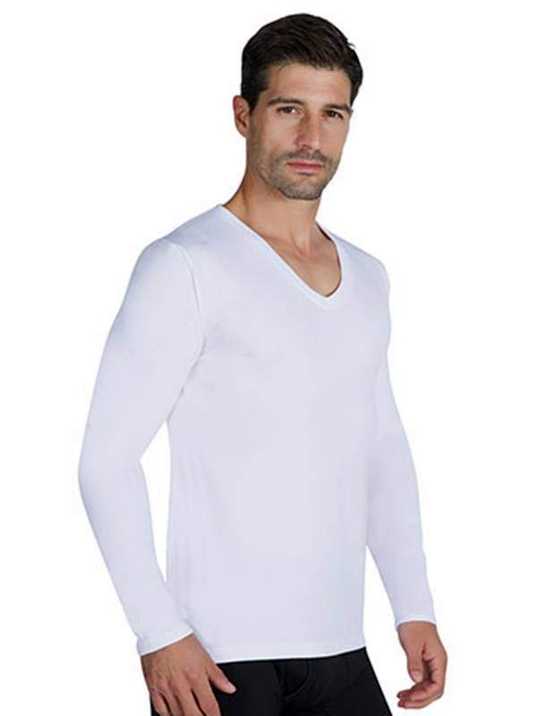 Camiseta térmica de manga larga con cuello redondo para hombre