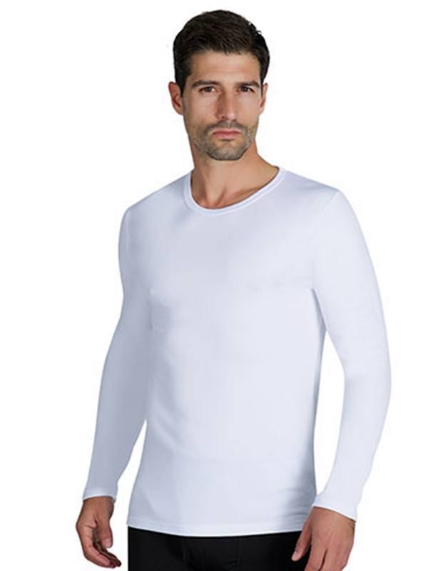 Camisetas térmicas de manga larga con cuello alto falso para hombre,  ajustadas, diseño básico, ropa interior grande y alta, color blanco, Blanco