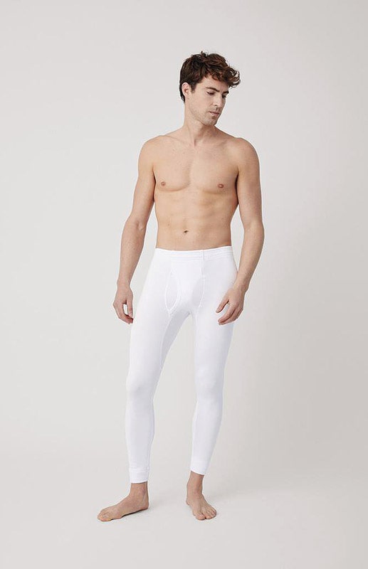 Calzoncillos Pantalones termicos 3/4 para hombre con costillas finas color:  blanco tallas: 5 - 9 de