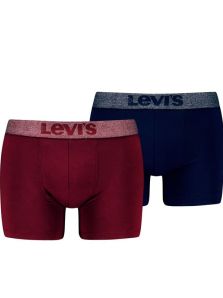 Pack 2 Boxers Levi´s en burdeos y marino con goma  jaspeada