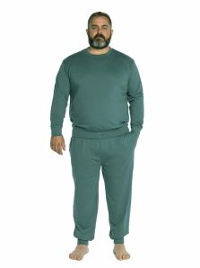 Talla 3XL - 4XL  Pijama Punto Blanco Organix de Algodón en verde con puños